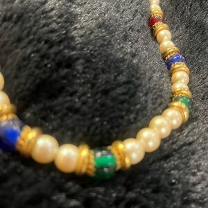 Vibrant Beaded Necklace with Gold Accents